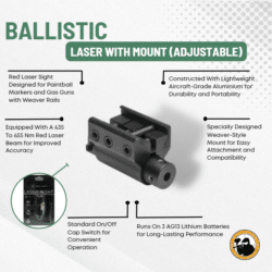 Ballistic Laser with Mount (adjustable) - Dyehard Paintball