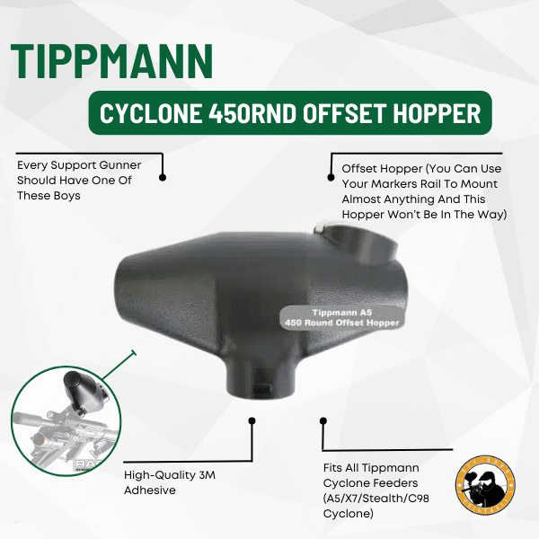 Cyclone 450rnd Offset Hopper - Dyehard Paintball