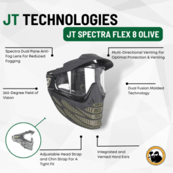JT Spectra Flex 8 Full Coverage Headshield Paintball Mask - olive