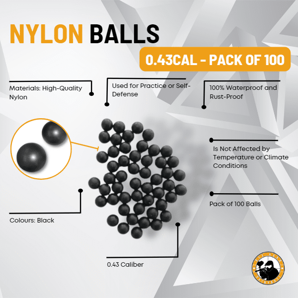 Nylon Balls 0.43cal - Pack of 100 - Dyehard Paintball