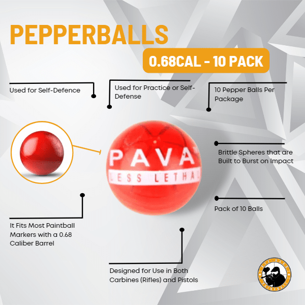 Pepperballs (0.68cal)- 10 in a Tube - Dyehard Paintball