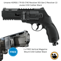 umarex hdr50 / tr 50 (t4e revolver 50) gen 2 revolver 13 joule + free vertical magazine mount 0.50 caliber black