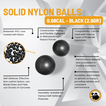 Solid Nylon Balls 0.68cal - Black (2.9gr) - Dyehard Paintball