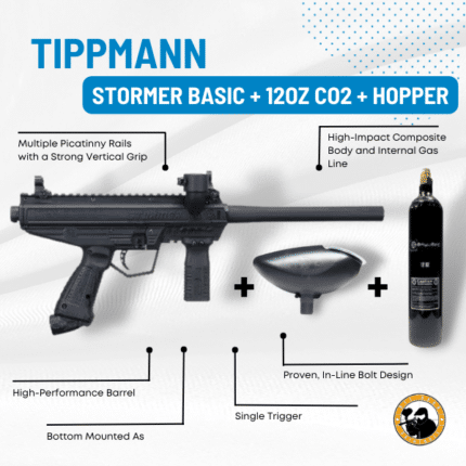 Tippmann Stormer Basic + 12oz Co2 + Hopper - Dyehard Paintball