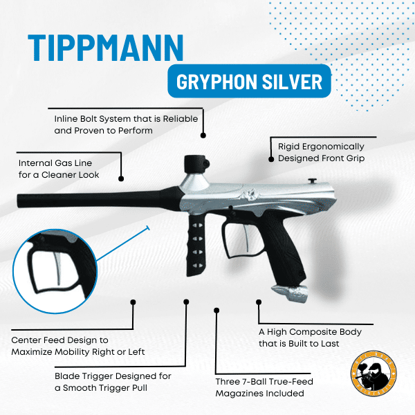 Tippmann Gryphon Silver - Dyehard Paintball