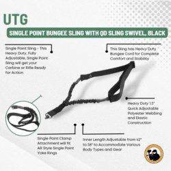 Utg® Single Point Bungee Sling with Qd Sling Swivel, Black - Dyehard Paintball