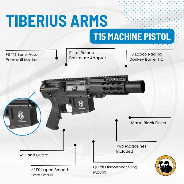 Tiberius T15 Machine Pistol - Dyehard Paintball