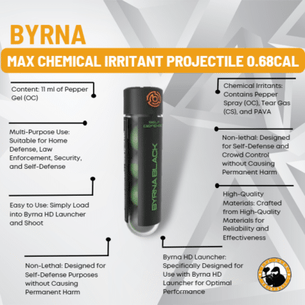 byrna max chemical irritant projectile 0.68cal (oc / cs / pava) (5-pack)