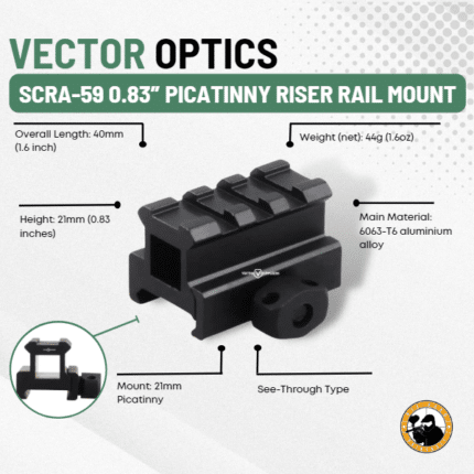 Vector Optics Scra-59 0.83" Picatinny Riser Rail Mount - Dyehard Paintball