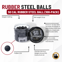 50 Cal Rubber Steel Ball (100-pack) - Dyehard Paintball