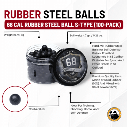 68 Cal Rubber Steel Ball S-type (100-pack) - Dyehard Paintball