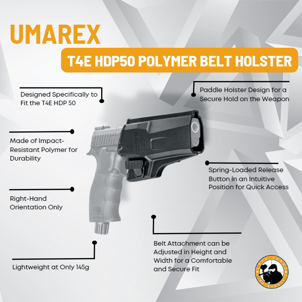 Umarex T4e Hdp50 Polymer Belt Holster - Dyehard Paintball