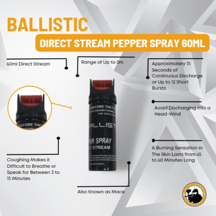 Ballistic Direct Stream Pepper Spray 60ml - Dyehard Paintball