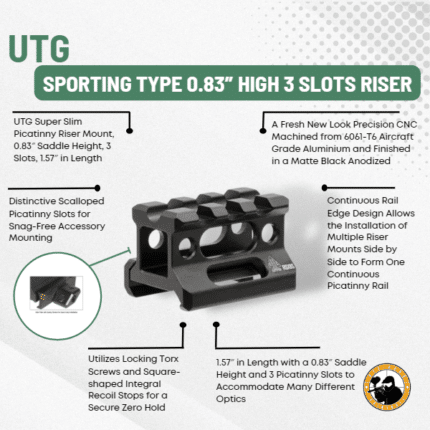 utg sporting type 0.83" high 3 slots riser