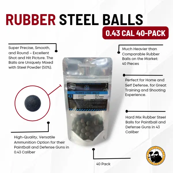 43 Cal Rubber Steel Ball (40-pack) - Dyehard Paintball
