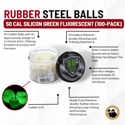 50 Cal Silicon Green Fluorescent (100-pack) - Dyehard Paintball