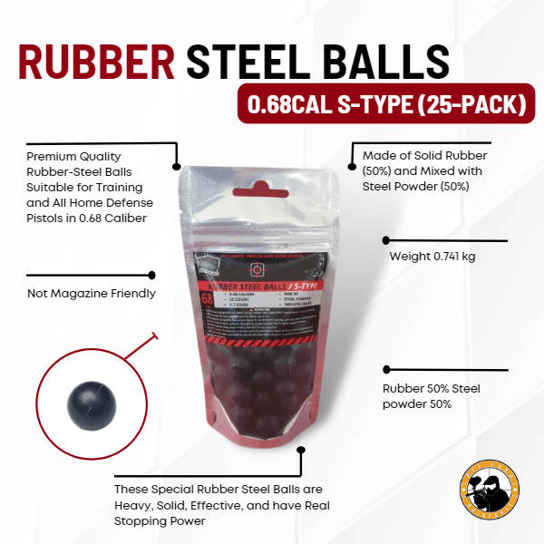 68 Rubber Steel Ball S-type (25-pack) - Dyehard Paintball