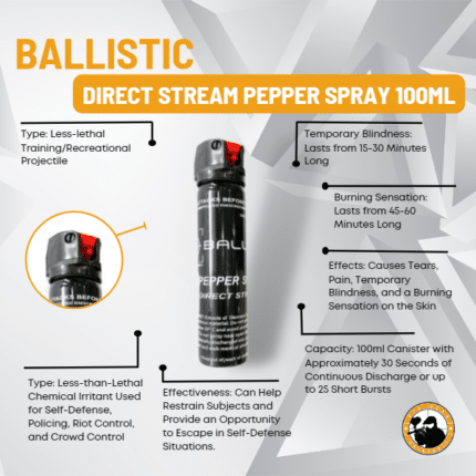 Ballistic Direct Stream Pepper Spray 100ml - Dyehard Paintball