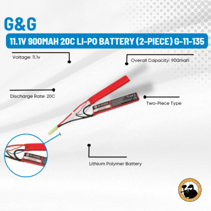 g&g 11.1v 900mah 20c li-po battery (2-piece) g-11-135