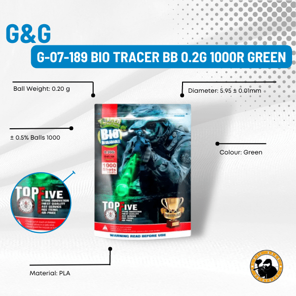 G&g G-07-189 Bio Tracer Bb 0.2g 1000r Green - Dyehard Paintball