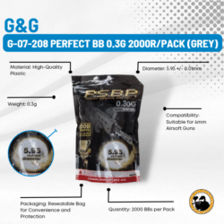 G&g G-07-208 Perfect Bb 0.3g 2000r/pack (grey) - Dyehard Paintball