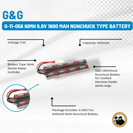 g&g g-11-056 nimh 9.6v 1600 mah nunchuck type battery