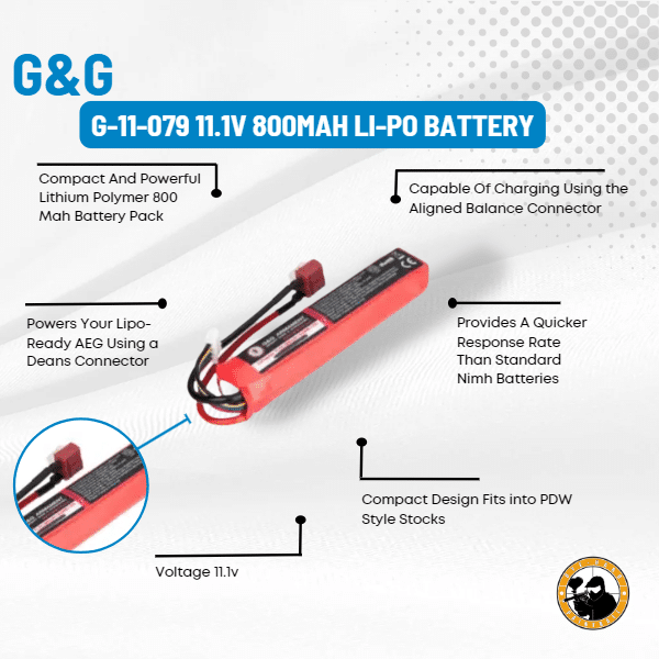 G&g G-11-079 11.1v 800mah Li-po Battery - Dyehard Paintball