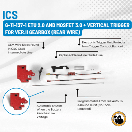 g&g g-11-137-1 etu 2.0 and mosfet 3.0 + vertical trigger for ver.ii gearbox (rear wire)