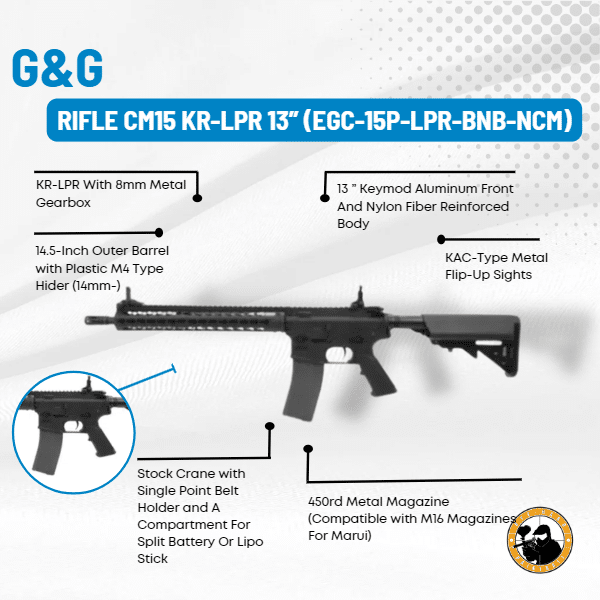 G&g Rifle Cm15 Kr-lpr 13'' (egc-15p-lpr-bnb-ncm) - Dyehard Paintball