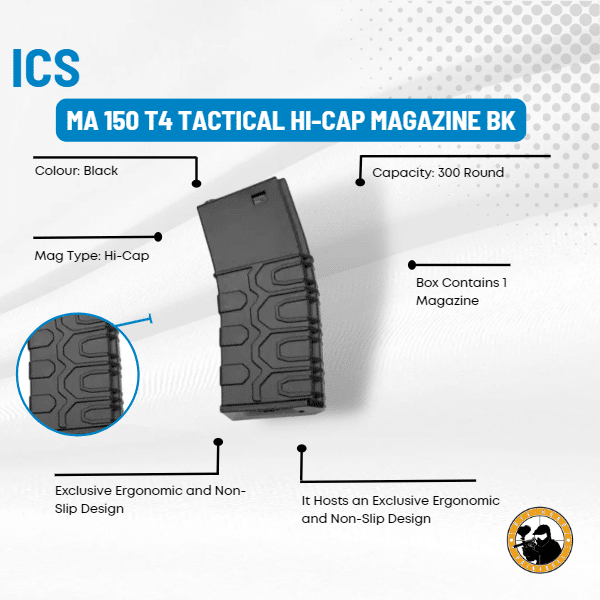 Ics Ma 150 T4 Tactical Hi-cap Magazine Bk - Dyehard Paintball