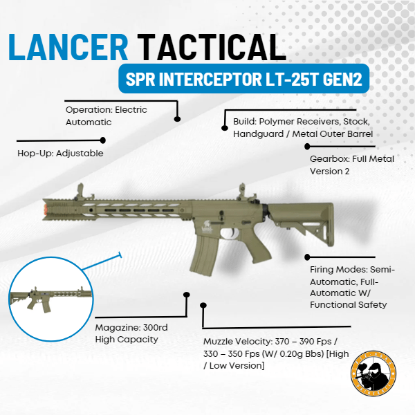 Lancer Tactical Spr Interceptor Lt-25t Gen2 - Dyehard Paintball