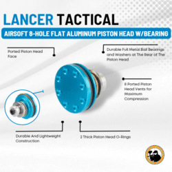 Lancer Tactical Airsoft 8-hole Flat Aluminum Piston Head W/bearing - Dyehard Paintball