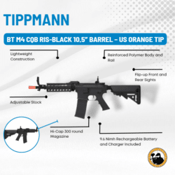 Tippmann Bt M4 Cqb Ris-black 10.5″ Barrel – Us Orange Tip - Dyehard Paintball