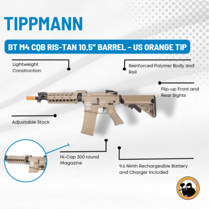 tippmann bt m4 cqb ris-tan 10.5″ barrel – us orange tip