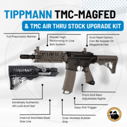 Tippmann Tmc-magfed (dark Earth) and Tmc Air Thru Stock Upgrade Kit (black) - Dyehard Paintball