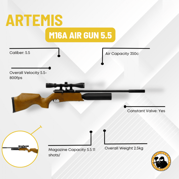 Artemis M16a Air Gun 5.5 - Dyehard Paintball