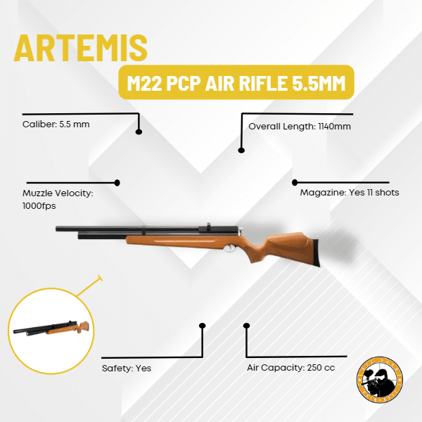 Artemis M22 Pcp Air Rifle 5.5mm - Dyehard Paintball