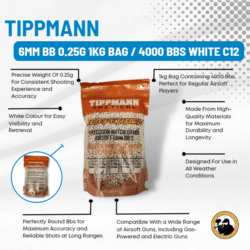 Tippmann 6mm Bb 0.25g 1kg Bag / 4000 Bbs White C12 - Dyehard Paintball