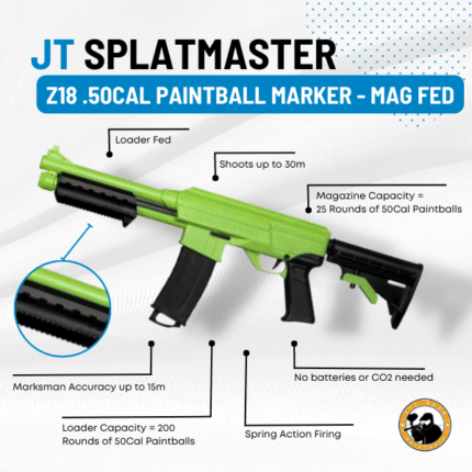 jt splatmaster z18 .50cal paintball marker – mag fed