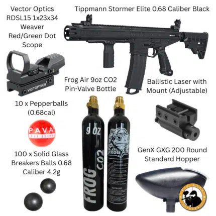 tippmann stormer elite defense bundle 0.68 caliber black