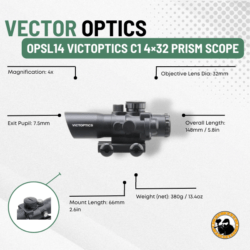 Vector Optics Opsl14 Victoptics C1 4x32 Prism Scope - Dyehard Paintball