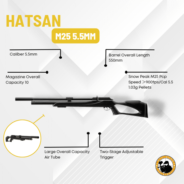 M16 Style PCP Air Rifle .22 Caliber - Up To 900 FPS With Wood Stock