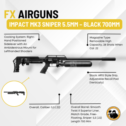 Fx Impact Mk3 Sniper 5.5mm – Black 700mm - Dyehard Paintball