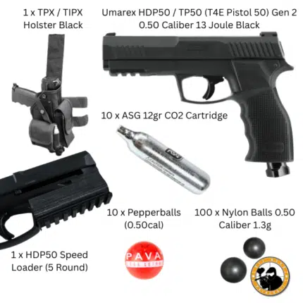 umarex hdp50 / tp50 (t4e pistol 50) gen 2 speed load package 0.50 caliber 13 joule black