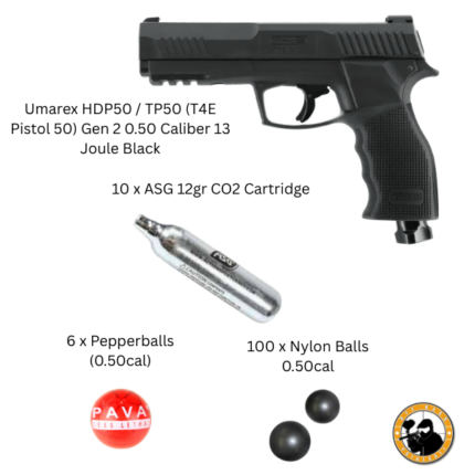 umarex hdp50 / tp50 (t4e pistol 50) gen 2 basic package 0.50 caliber 13 joule black