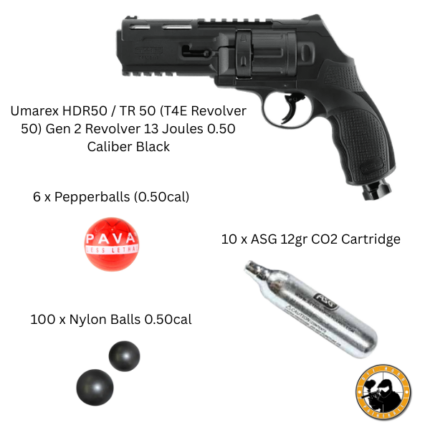 umarex hdr50 / tr 50 (t4e revolver 50) gen 2 basic package 13 joule 0.50 caliber black