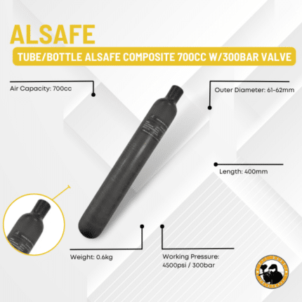 tube/bottle alsafe composite 700cc w/300bar valve