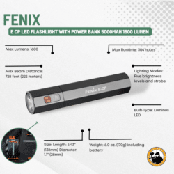 Fenix E Cp Led Flashlight with Power Bank 5000mah 1600 Lumen - Dyehard Paintball