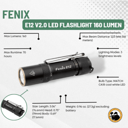 fenix e12 v2.0 led flashlight 160 lumen