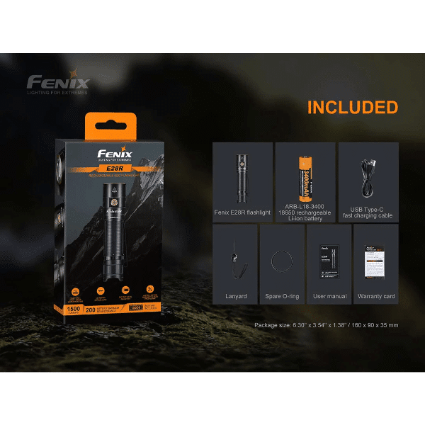 Fenix E28r Led Flashlight 1500 Lumen - Dyehard Paintball